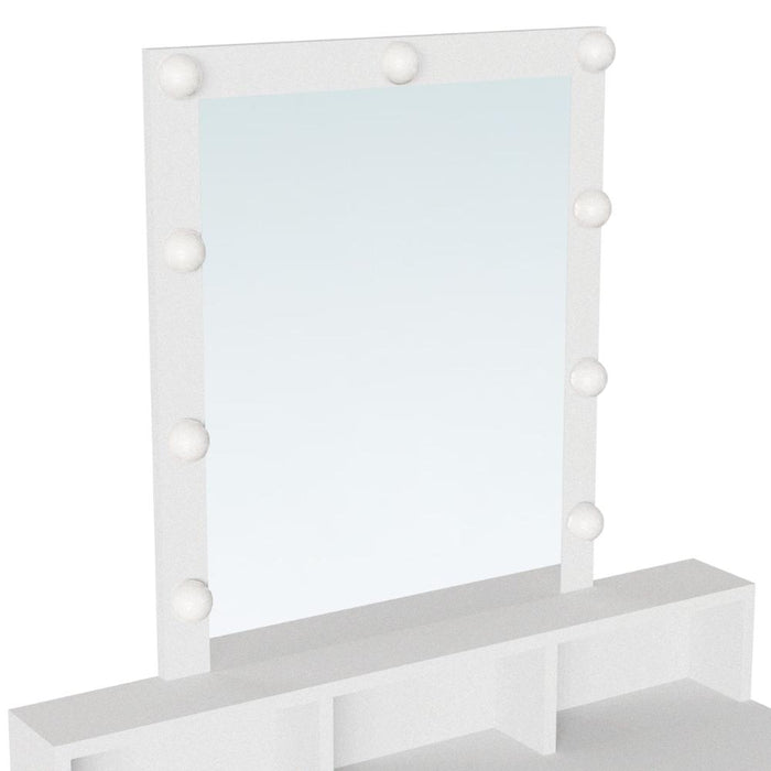 Tocador con Luces Led Elena, Blanco Mate, con dos cajones