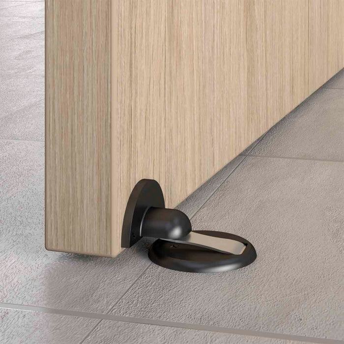 Tope para puerta magnético niquel cepillado o negro montaje a piso