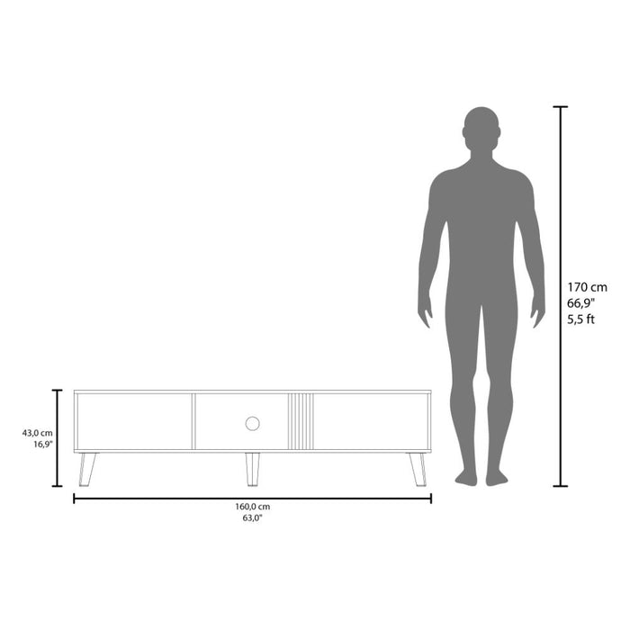 Mesa para TV Vulanno, Wengue y Fresno Europeo, con una puerta abatible 70" ZF
