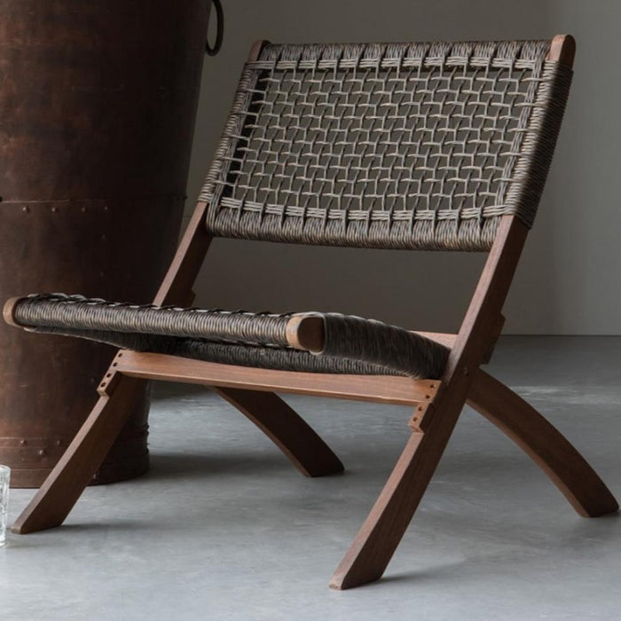 Silla Plegable de Madera para Exterior Vora, Mocha, Diseño Rústico y Moderno