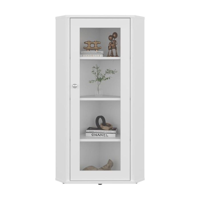 Vitrina Esquinera Genova, Kronos Blanco, con una puerta y cuatro entrepaños  ZF