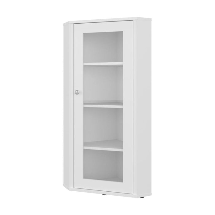Vitrina Esquinera Genova, Kronos Blanco, con una puerta y cuatro entrepaños  ZF