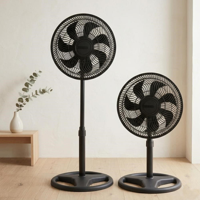 Ventilador Astor 14, Negro, con 3 Velocidades y 2 en 1