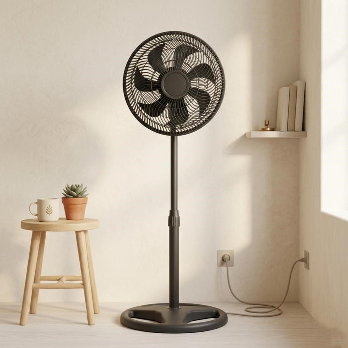 Ventilador Astor 14, Negro, con 3 Velocidades y 2 en 1