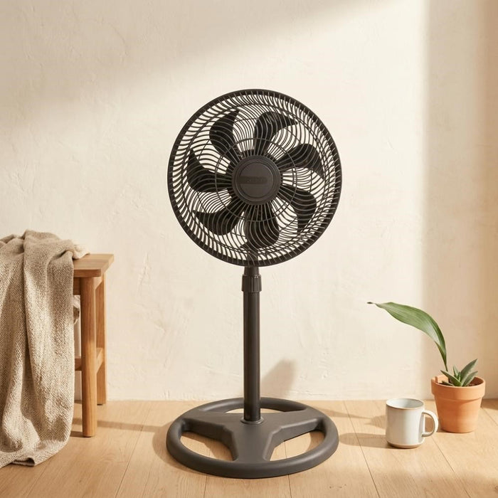 Ventilador Astor 14, Negro, con 3 Velocidades y 2 en 1