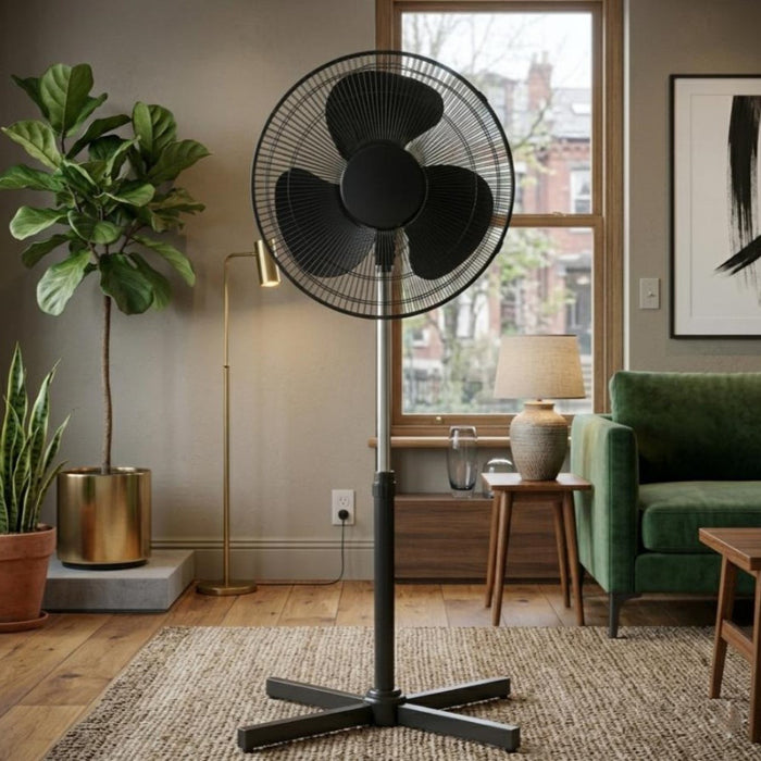 Ventilador Vertex 16, Negro, con Base en Cruz, 3 Velocidades y 3 Aspas