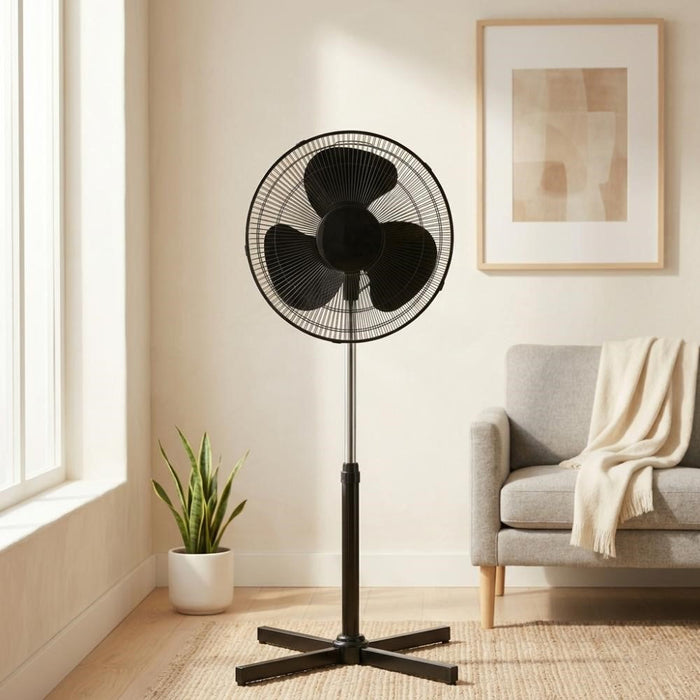 Ventilador Vertex 16, Negro, con Base en Cruz, 3 Velocidades y 3 Aspas