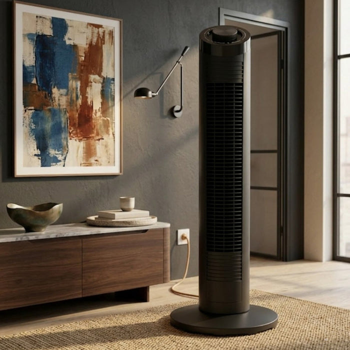 Ventilador de Torre Ventus 32, Negro, con Temporizador Incluye Control Remoto