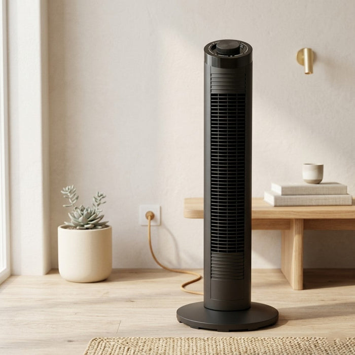 Ventilador de Torre Ventus 32, Negro, con Temporizador Incluye Control Remoto