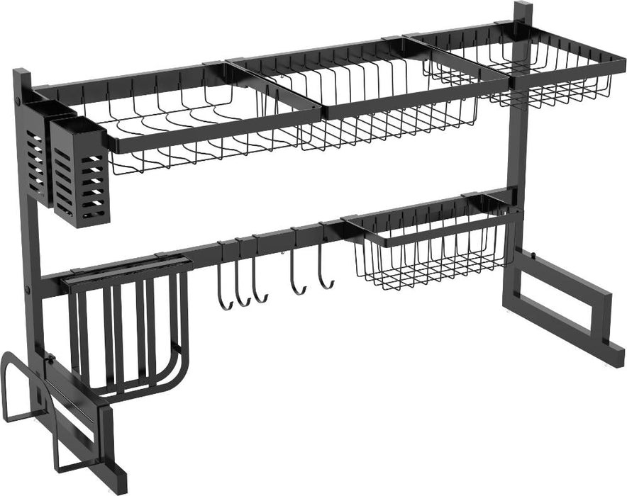 Escurridor De Platos Cristora, Negro, Metalico doble de 2 niveles
