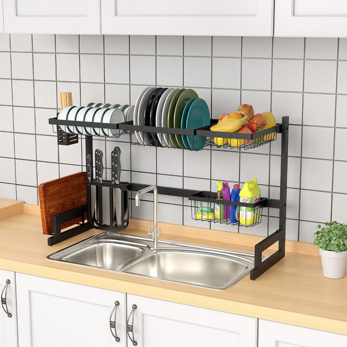 Escurridor De Platos Cristora, Negro, Metalico doble de 2 niveles