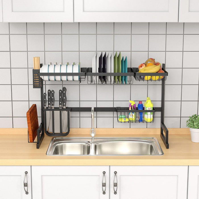 Escurridor De Platos Cristora, Negro, Metalico doble de 2 niveles