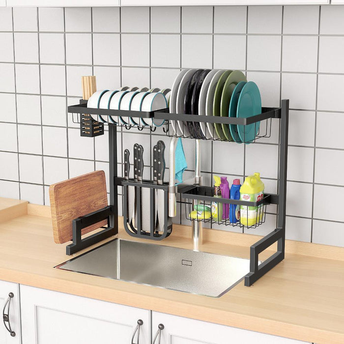 Escurridor De Platos Fluvia, Negro, Metalico de 2 niveles