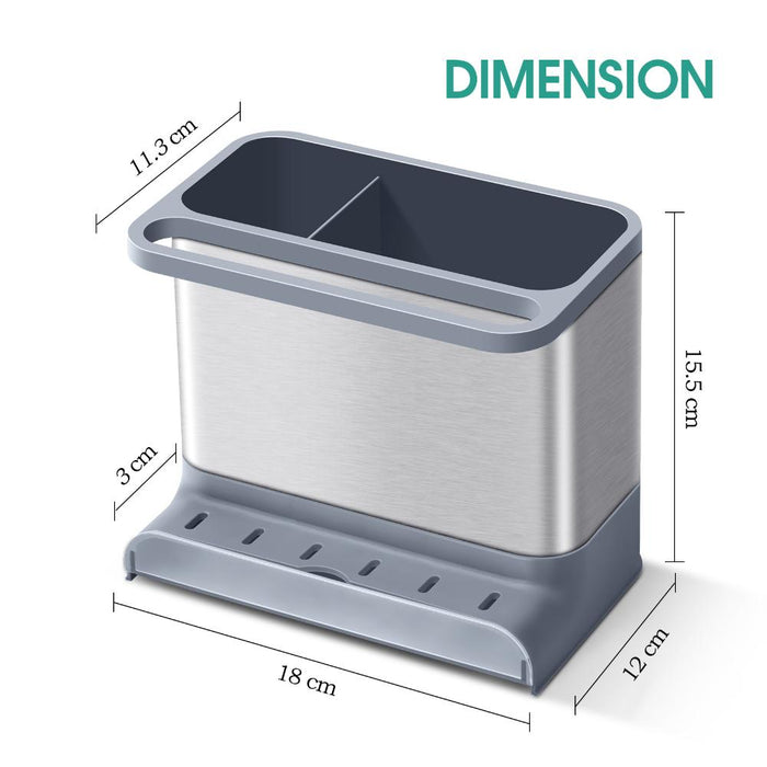 Dispensador Jabón de Platos Domura, Gris Oscuro y Metalizado, 3 en 1