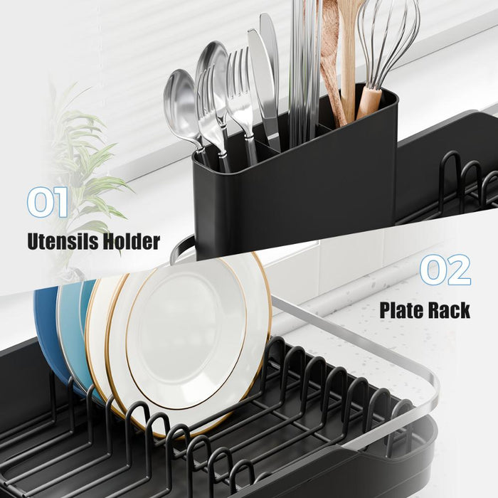 Escurridor De Platos Pureza, Negro, Metalico Cromado Expandible