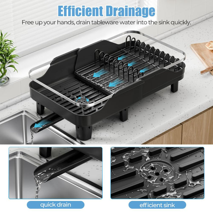 Escurridor De Platos Pureza, Negro, Metalico Cromado Expandible