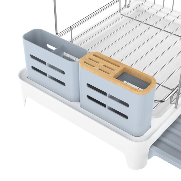 Escurridor De Platos Expandible Frescura, Gris y Blanco, en acero inoxidable