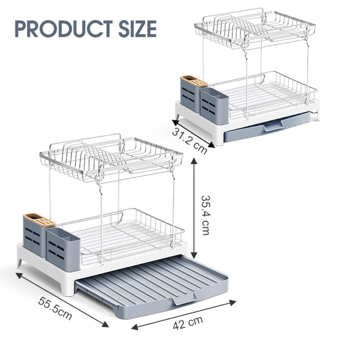 Escurridor De Platos Expandible Frescura, Gris y Blanco, en acero inoxidable