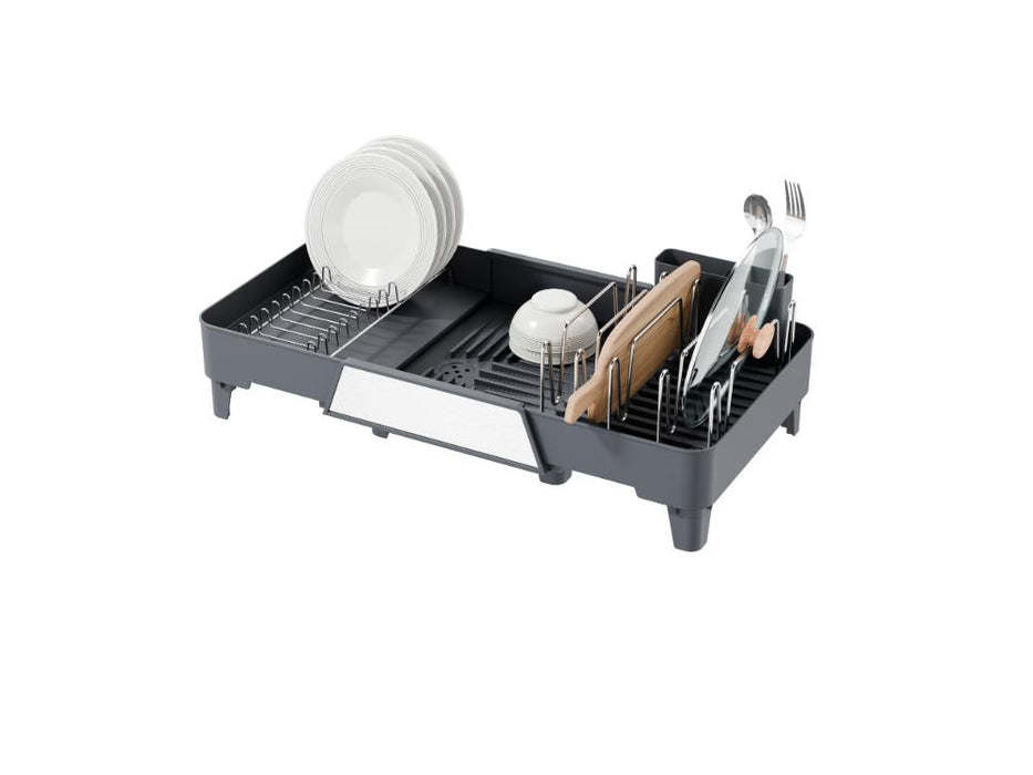 Escurridor De Platos Aquira, Gris Oscuro, Expandible con escurridor
