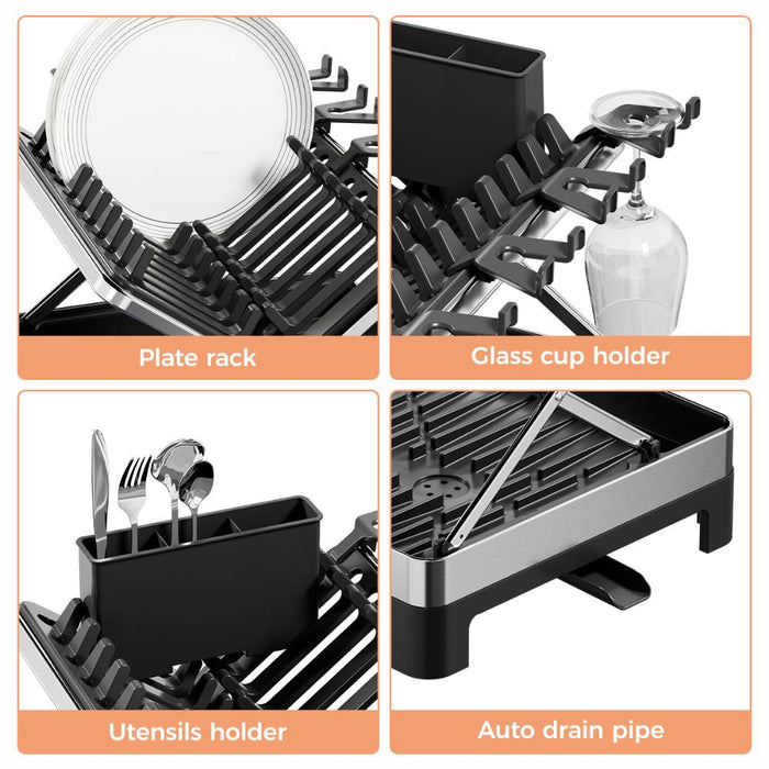 Escurridor De Platos Plegable Vitalia, Negro y Gris, en forma de X Metalizado