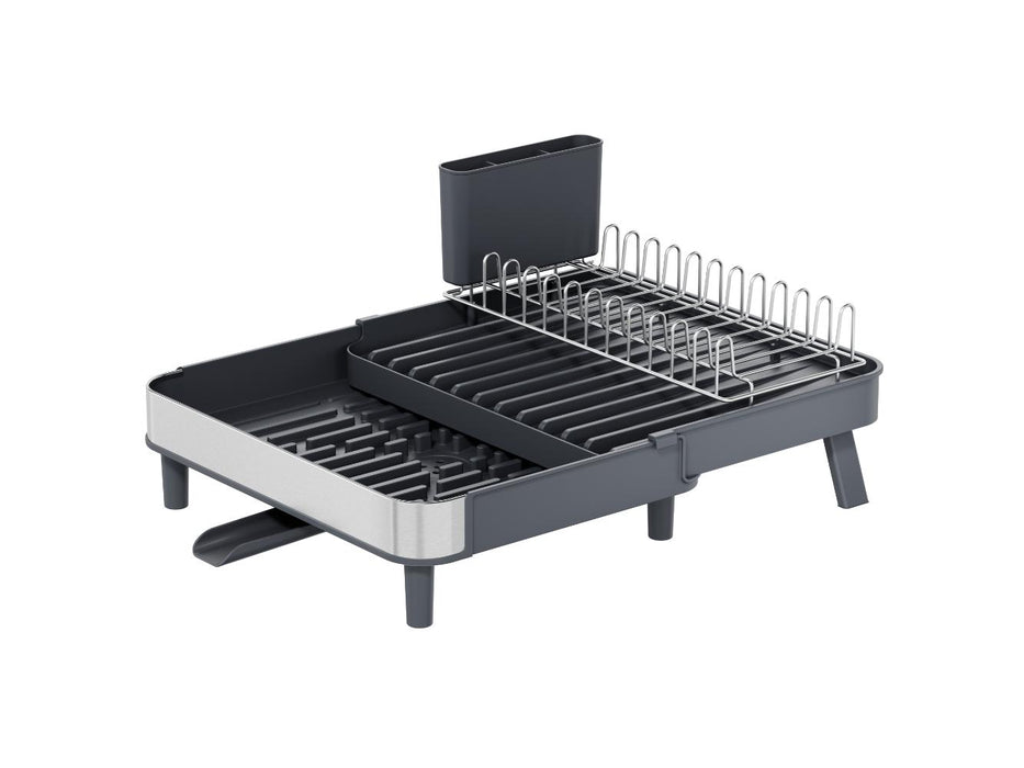 Escurridor De Platos Brillora, Gris Oscuro, Metalico Cromado Expandible