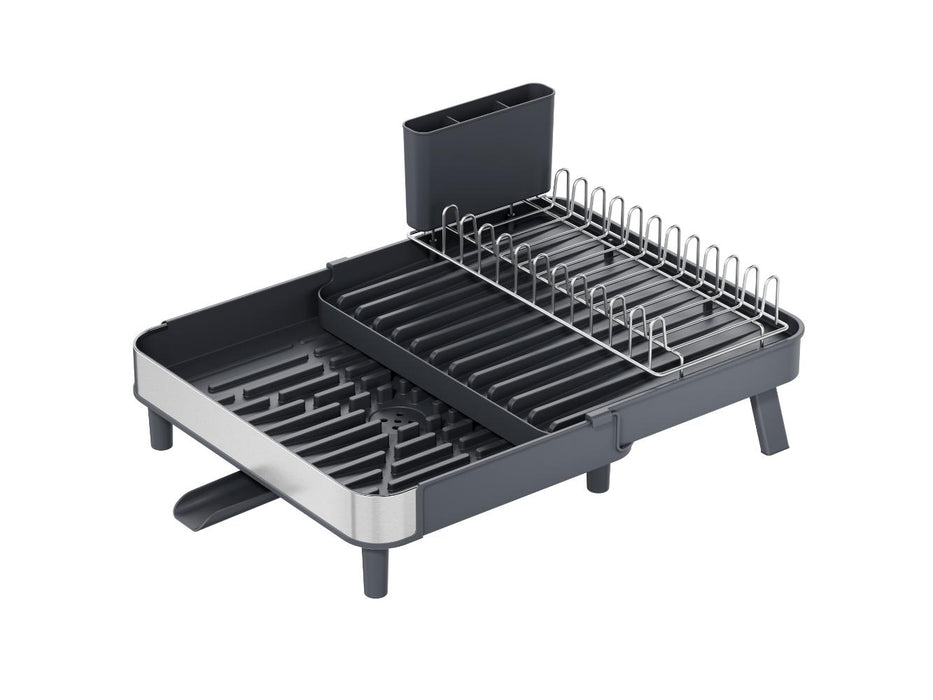 Escurridor De Platos Brillora, Gris Oscuro, Metalico Cromado Expandible