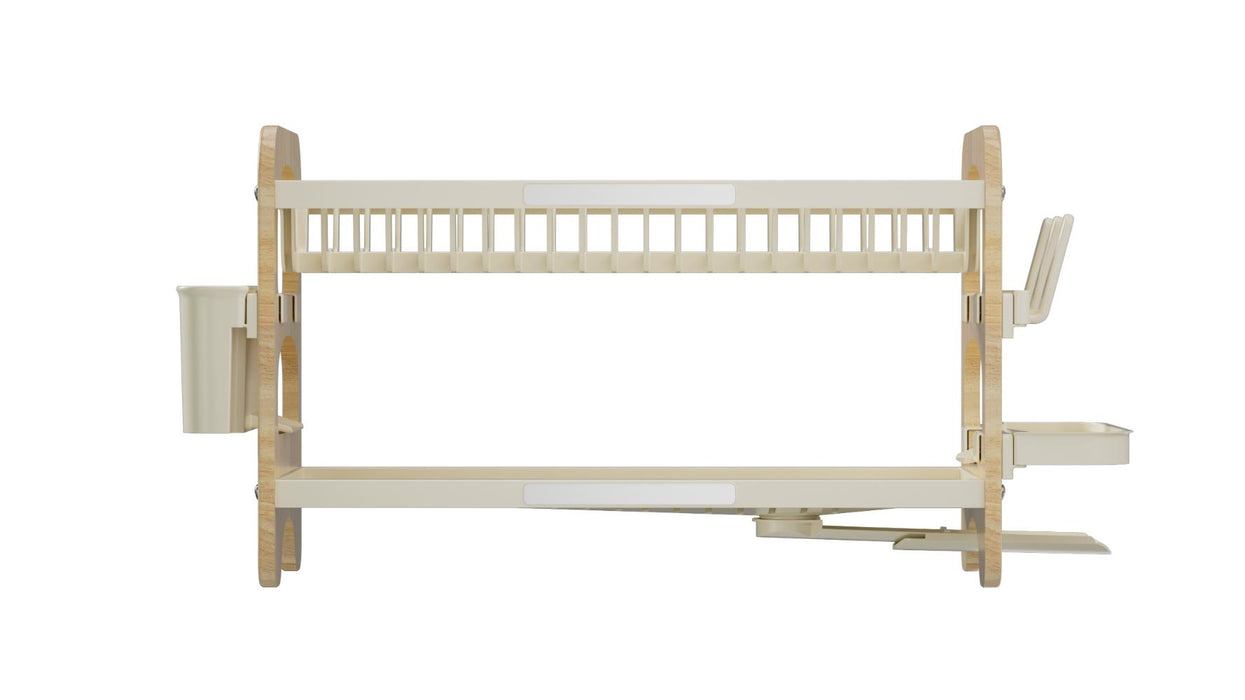 Escurridor De Platos Escurora, Madera y Beige, de 2 niveles
