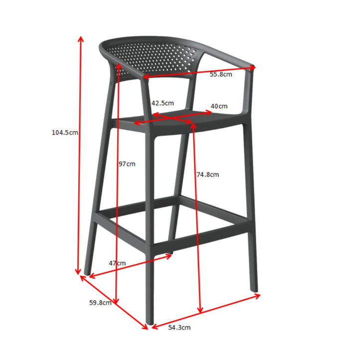Silla para Bar Salvador, Negro, Con espaldar en malla y diseño Moderno