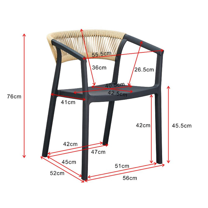 Silla Bali, Gris, Con espaldar en cuerdas y diseño Moderno