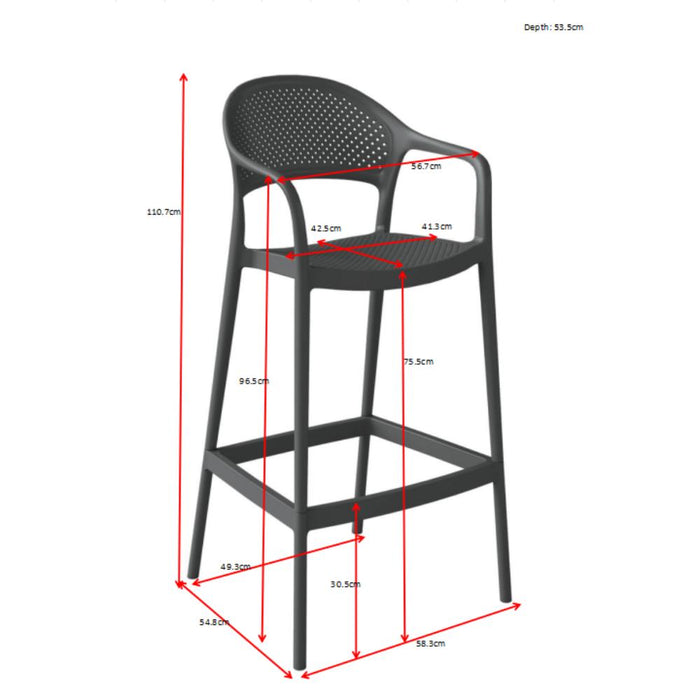 Silla para Bar Curitiva, Taupe, Con espaldar traspirable y diseño Minimalista