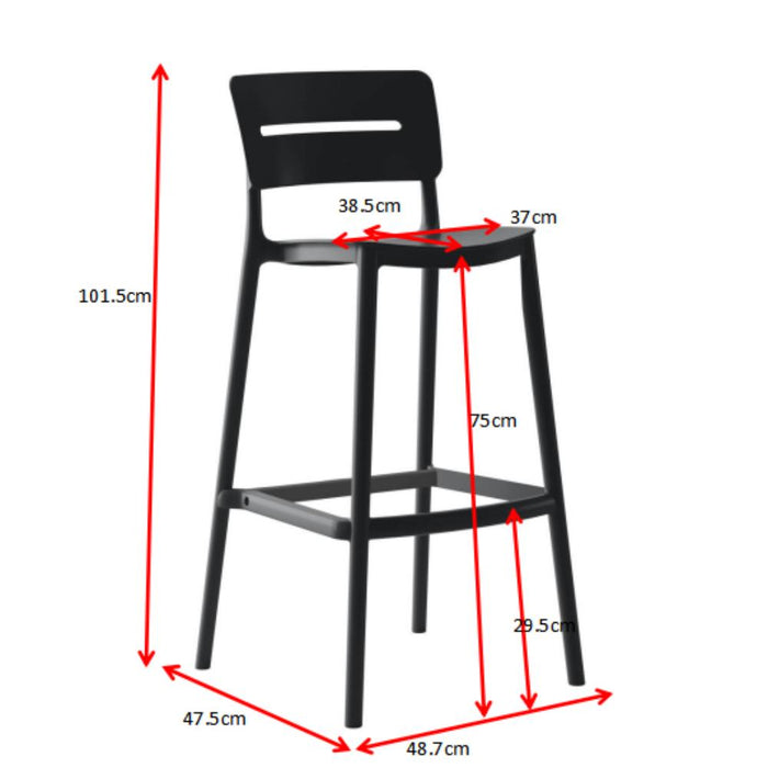 Silla para Bar Manila, Negro, Con espaldar rectangular y diseño Moderno