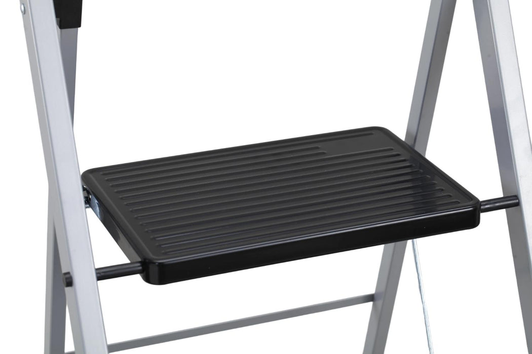 Escalera Tubular Luminas, Gris y Negro, Plagable de 3 Niveles