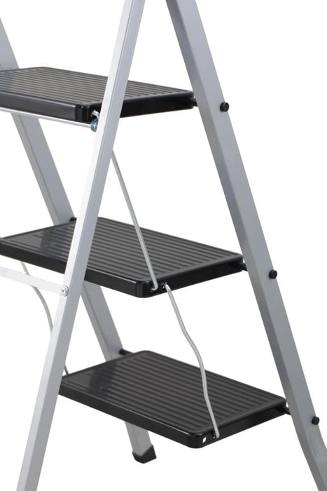 Escalera Tubular Luminas, Gris y Negro, Plagable de 3 Niveles