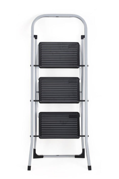 Escalera Tubular Luminas, Gris y Negro, Plagable de 3 Niveles