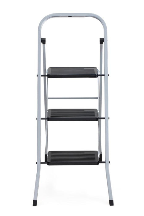 Escalera Tubular Luminas, Gris y Negro, Plagable de 3 Niveles