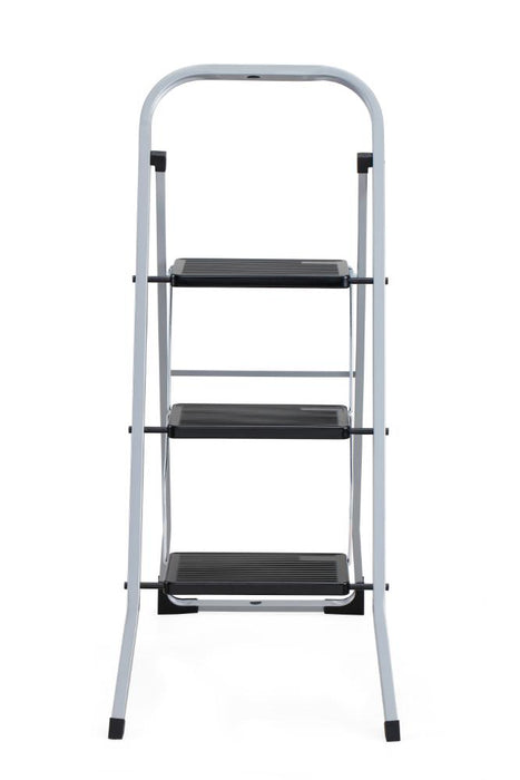 Escalera Tubular Luminas, Gris y Negro, Plagable de 3 Niveles