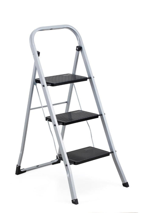 Escalera Tubular Luminas, Gris y Negro, Plagable de 3 Niveles