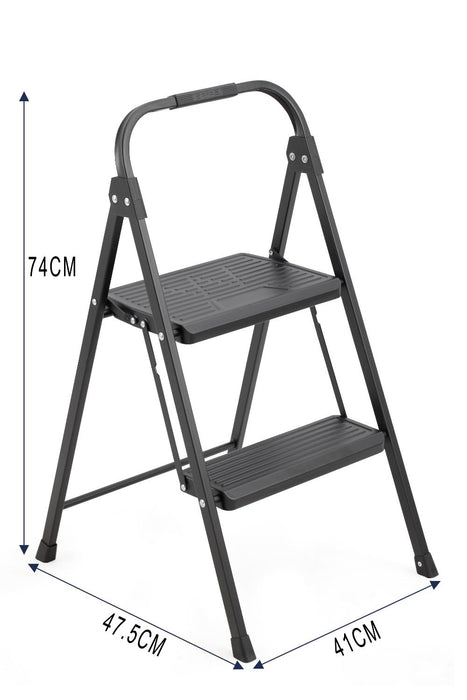 Escalera Tubular Andes, Negro, Plagable de 2 Niveles