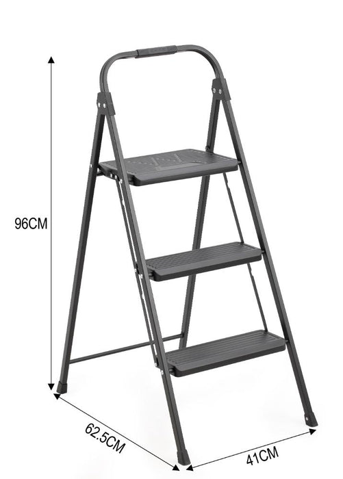 Escalera Tubular Alba, Negro, Plagable de 3 Niveles