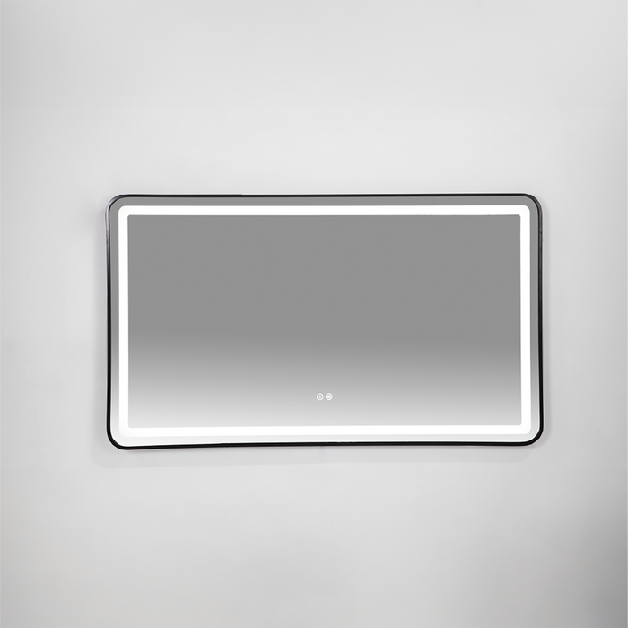 Espejo LED variable, antiempañante, marco metalico negro NYX rectangular 700x1200 mm