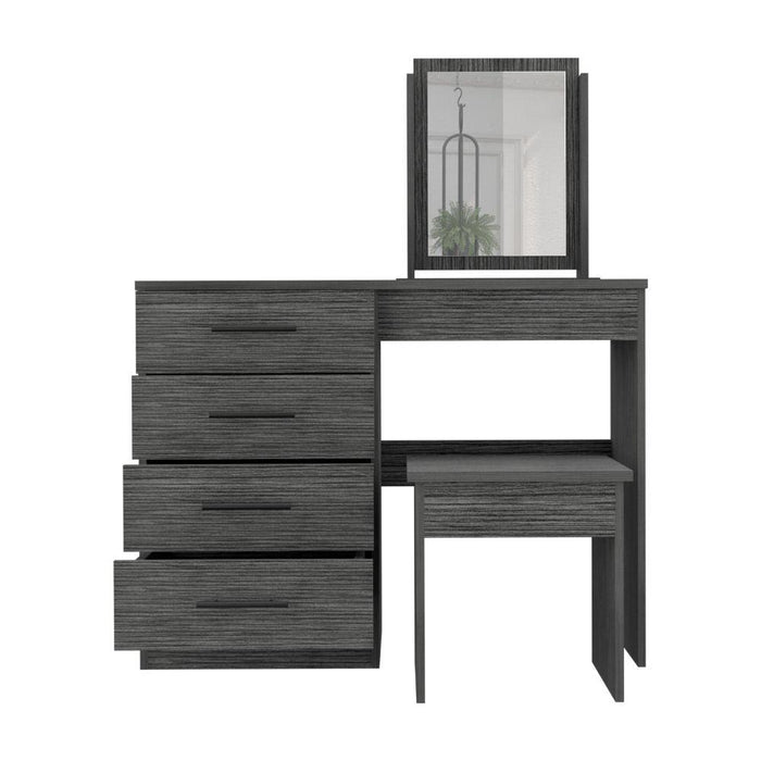 Mueble Tocador Wesley, Gris, con Cuatro Cajones Para Ubicar Maquillaje