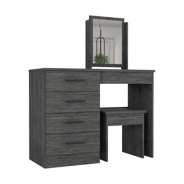 Mueble Tocador Wesley, Gris, con Cuatro Cajones Para Ubicar Maquillaje