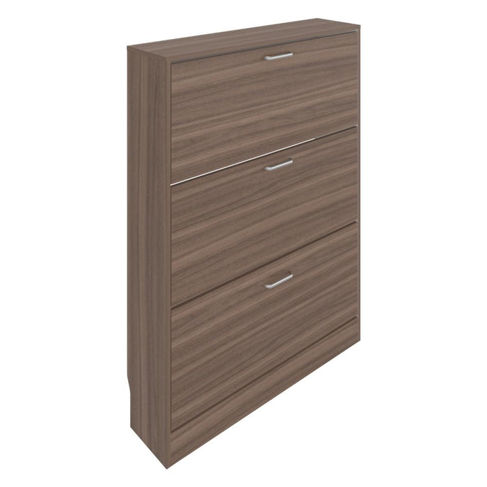 Zapatero Merlín, Avellana y Blanco, con Tres Puertas Abatibles con Manijas Metálicas