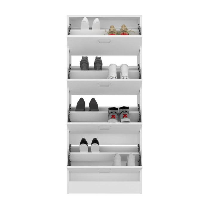 Zapatero Inola, Blanco, Con cuatro puertas abatibles ZF