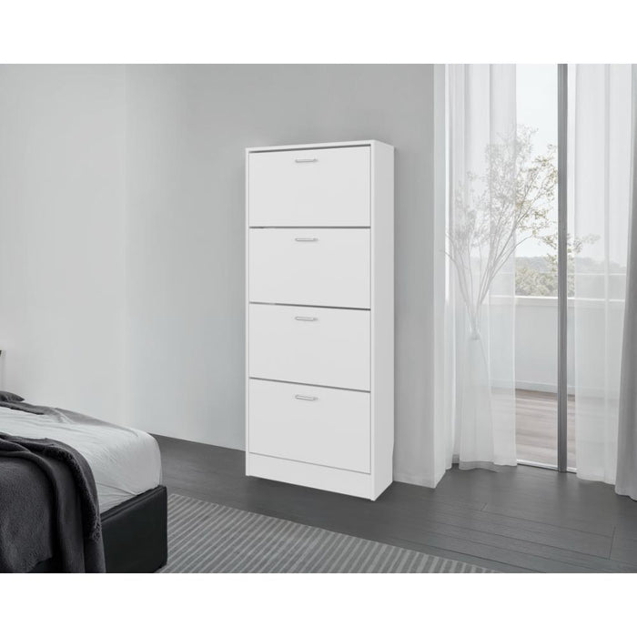 Zapatero Inola, Blanco, Con cuatro puertas abatibles ZF