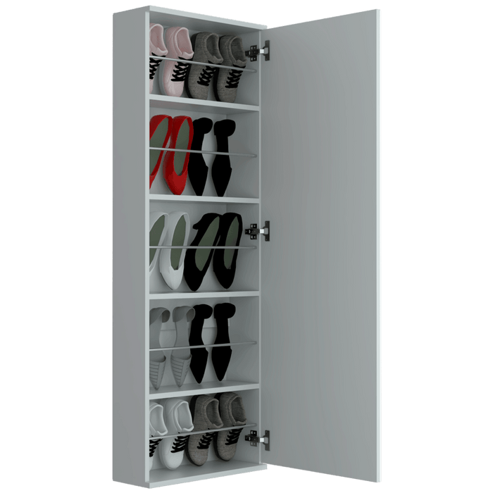 Zapatero Isia con Espejo, Blanco, con Amplio Espacio de Almacenamiento Incluye Espejo ZF