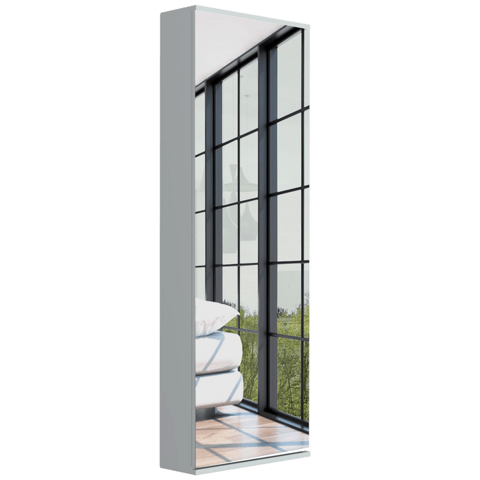 Zapatero Isia con Espejo, Blanco, con Amplio Espacio de Almacenamiento Incluye Espejo ZF