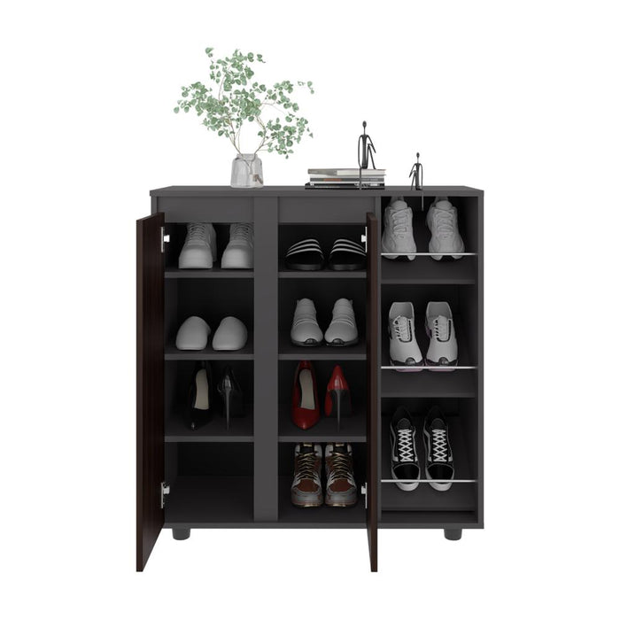 Zapatero Houck, Plata Oscuro y Nogal, con gran espacio para organizar zapatos