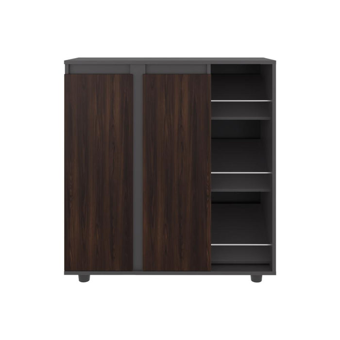 Zapatero Houck, Plata Oscuro y Nogal, con gran espacio para organizar zapatos