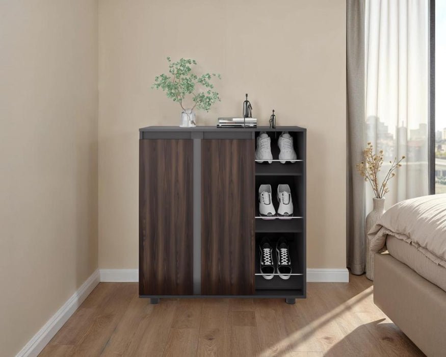 Zapatero Houck, Plata Oscuro y Nogal, con gran espacio para organizar zapatos